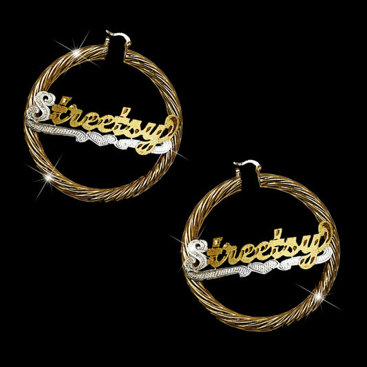Swirl Nameplate Earrings